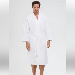 Monarch Cypress White Microfiber Bathrobe Mens XL Belted Spa Pool 3/4 Length